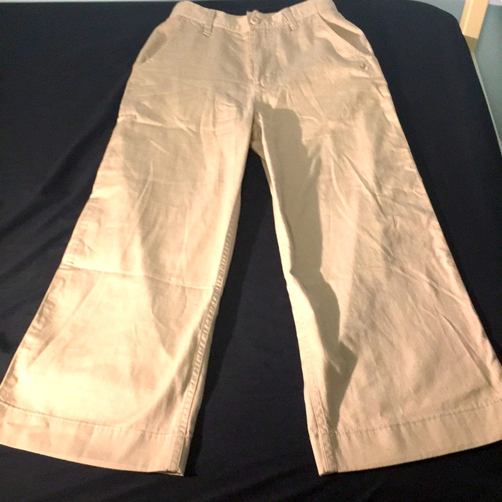 Cute wide bottom Beige Pants in size small.
